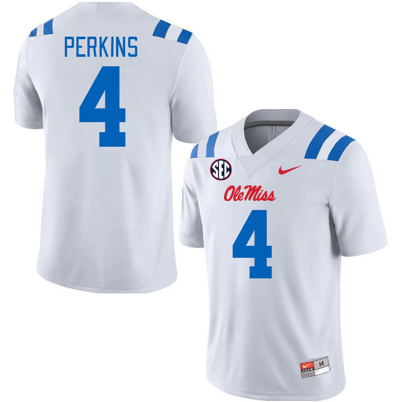 Men #4 Suntarine Perkins Ole Miss Rebels 2024 New Uniforms College Football Jerseys Stitched-White